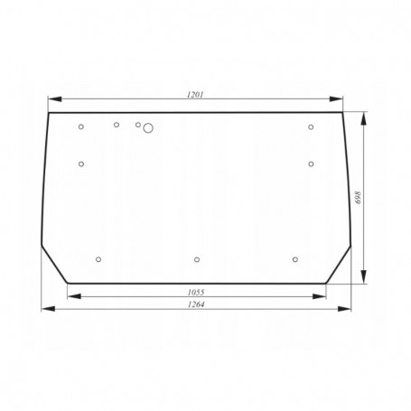 Szyba tylna szeroka zielona 1264mm/1201mm/698mm Zetor 53369201