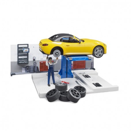 Warsztat samochodowy z mechanikiem Zabawka Bruder 62110