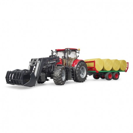 Traktor ciągnik Case IH Optum 300 CVX z przyczepą i belam Zabawka Bruder 03198