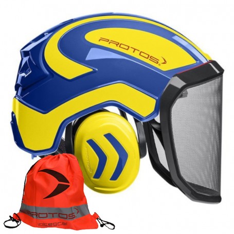 Kask ochronny pilarza drwala Protos Integral Forest niebieski/żółty