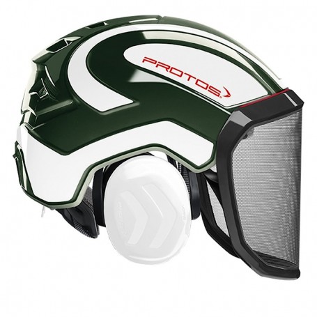 Kask ochronny pilarza drwala Protos Integral Forest oliwkowy/biały