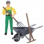 Figurka rolnika z taczką grabiami i widłami Zabawka Bruder 62610