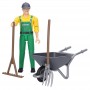 Figurka rolnika z taczką grabiami i widłami Zabawka Bruder 62610