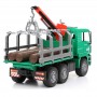 Ciężarówka MAN do przewozu drzewa z żurawiem i pniami Zabawka Bruder 02769
