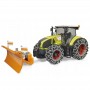 Traktor ciągnik Claas Axion 950 z pługiem do śniegu i łańcuchami Zabawka Bruder 03018