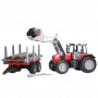 Traktor ciągnik Massey Ferguson z przyczepą do wywozu drzewa Zabawka Bruder 02046