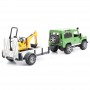 Land Rover z przyczepą minikoparką i figurką Zabawka Bruder 02593
