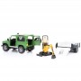 Land Rover z przyczepą minikoparką i figurką Zabawka Bruder 02593
