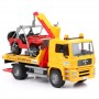 Ciężarówka MAN TGA Pomoc drogowa z jeepem Zabawka Bruder 02750