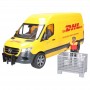 Mercedes Benz Sprinter DHL z figurką kuriera Zabawka Bruder 02671