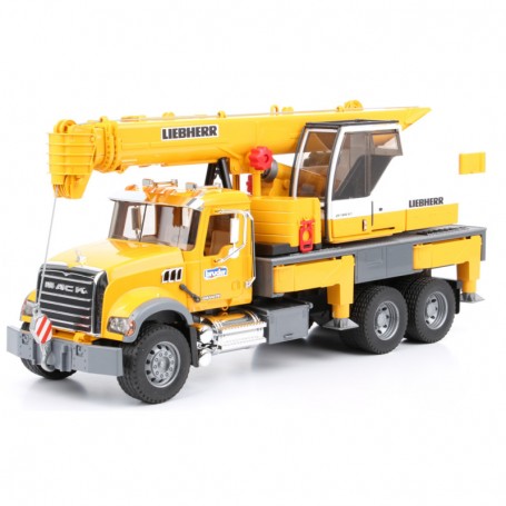 Ciężarówka Mack Granite z dźwigiem Liebherr Zabawka Bruder 02818
